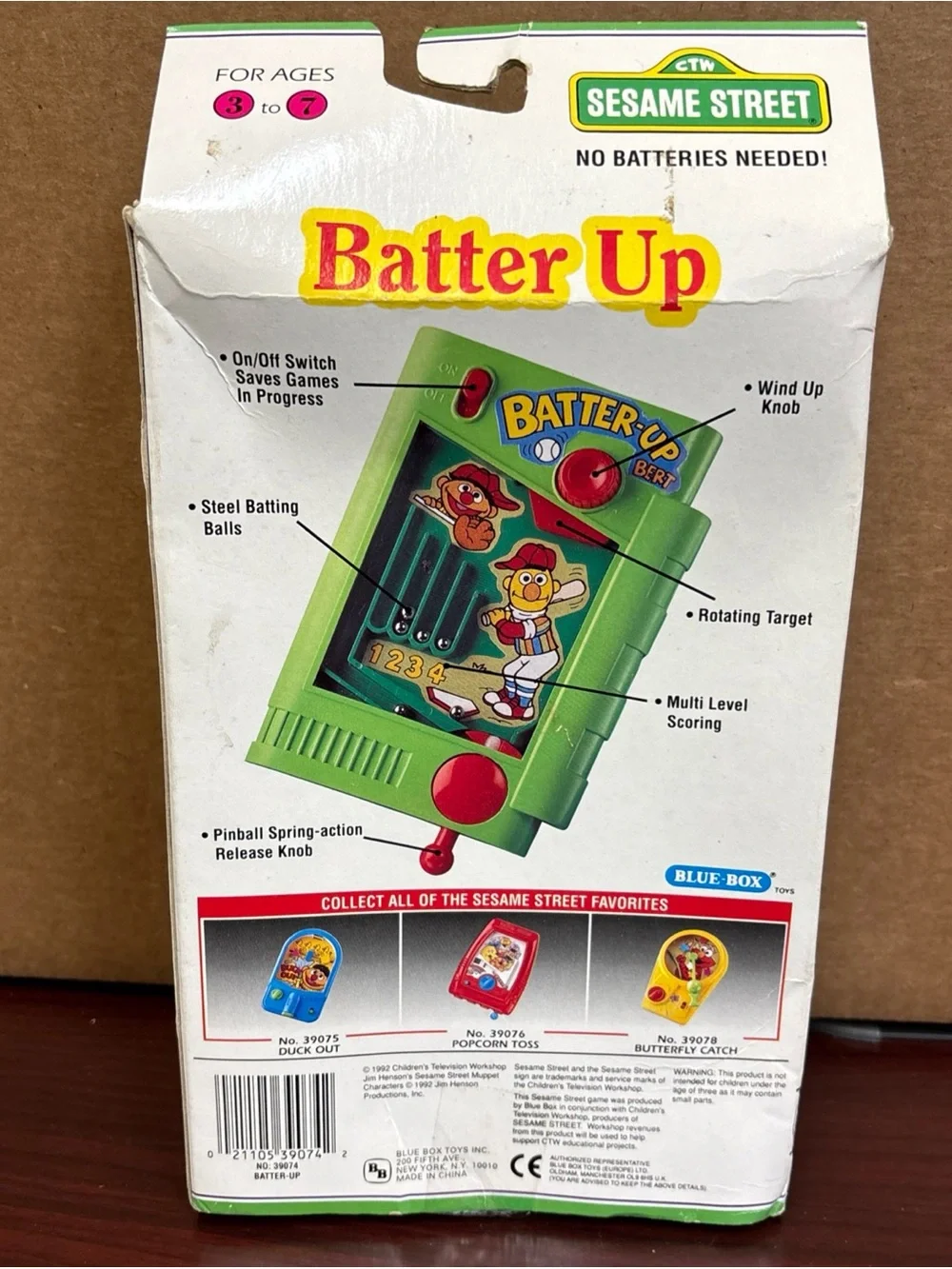 Vintage Sesame Street Bert & Ernie Batter Up Handheld Game Toy NOS 1992 Open Box